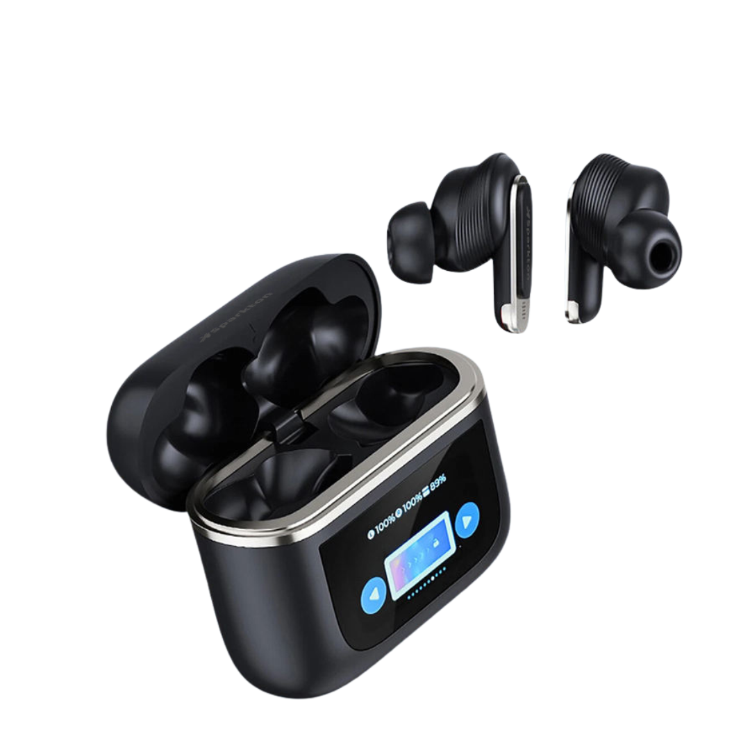 Sparkton True ANC Wireless Earbuds with LED Touch Screen, IP65 Waterproof & 32H Playtime
