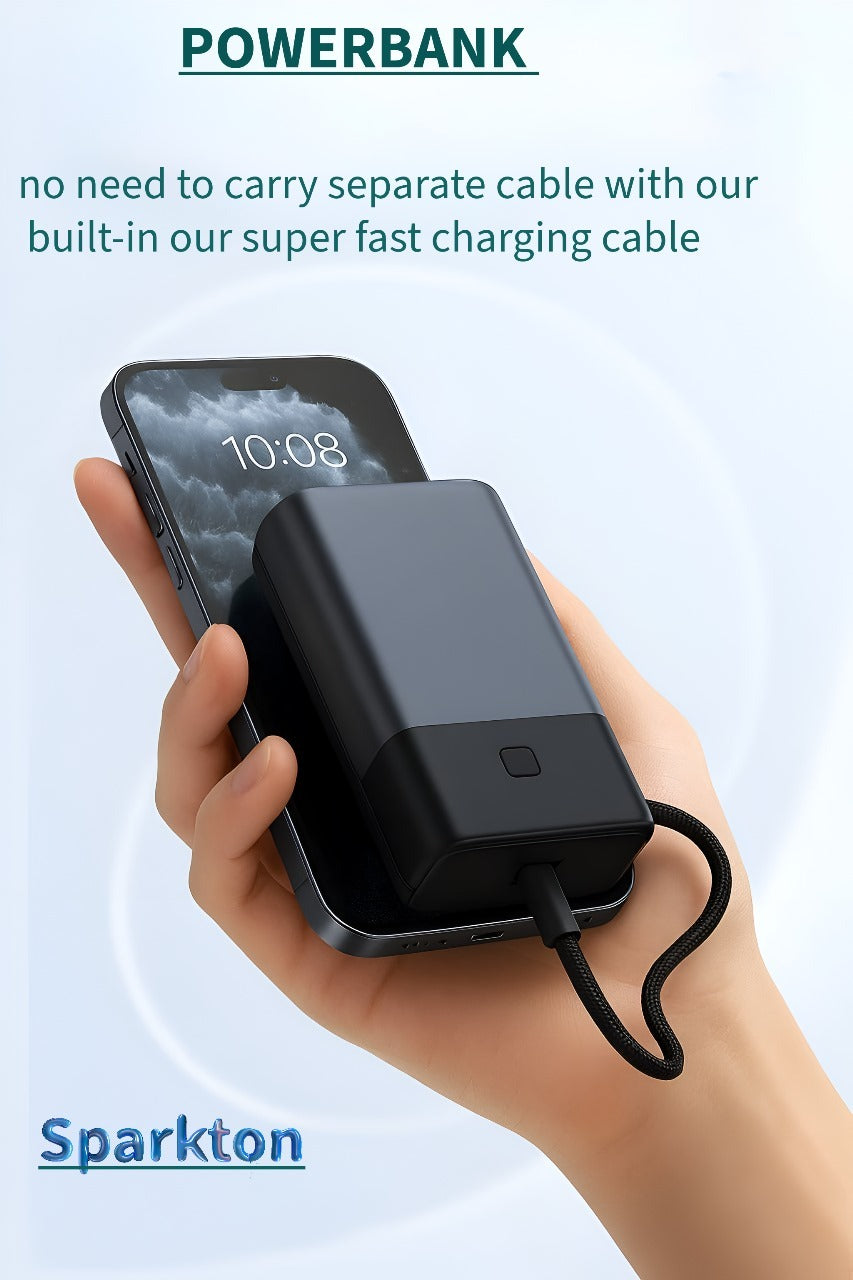 Sparkton 10000mAh Power Bank Fast Charging Portable Charger Quick Charge 3.0 USB-C Battery Pack Compact Mobile Backup Charger for iPhone Samsung Android Slim Rechargeable Travel Power Bank Dual Port Universal External Battery for Smartphones Tablets