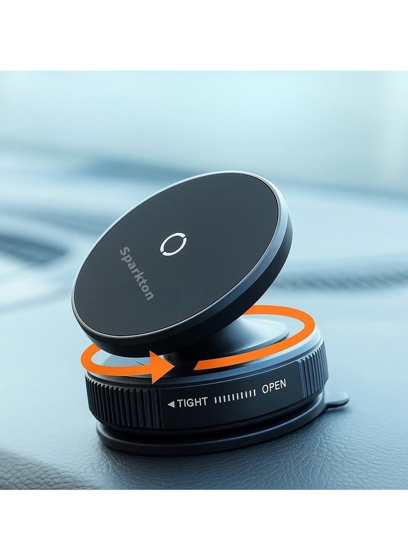 Sparkton 360° Rotating Magnetic Car Phone Holder Dashboard Mount Universal Foldable Mobile Stand for iPhone Samsung Strong Magnet Car Mount Hands-Free Driving Phone Dock Compact Auto Mobile Holder GPS Bracket Car Accessories for All Smartphones