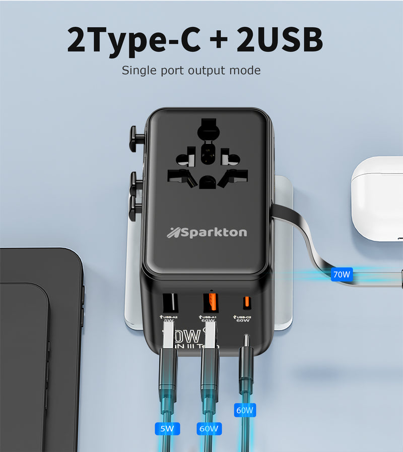 2× Type-C + 2× USB Fast Charging Ports