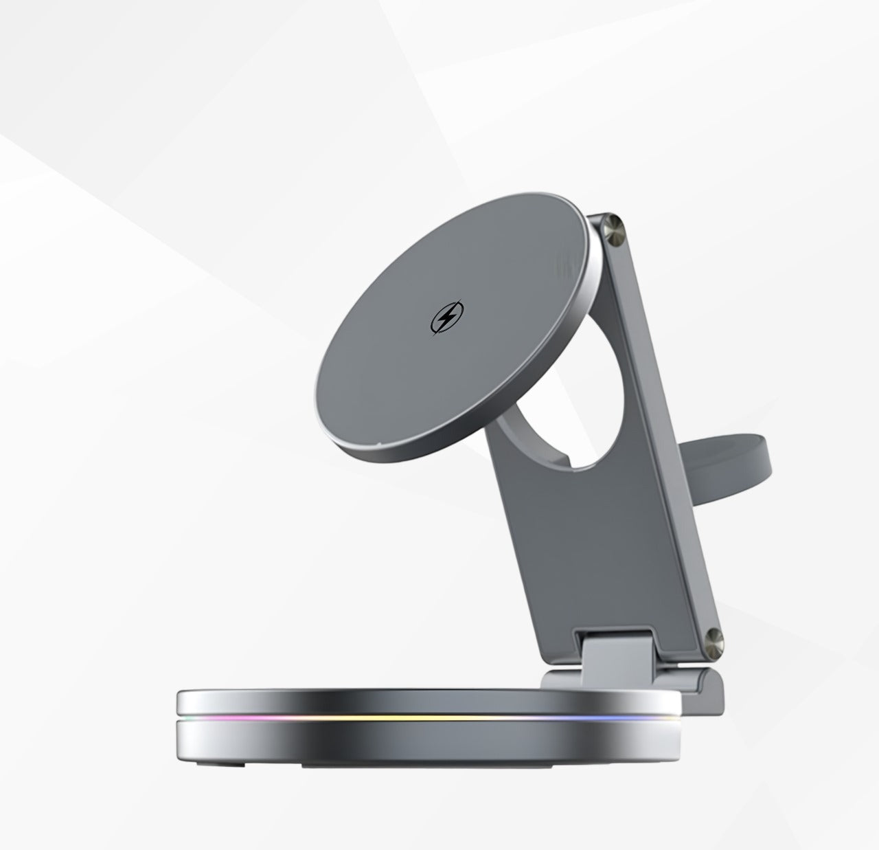 Sparkton 3 in 1 Wireless Charging Station Fast 15W Charger for iPhone Apple Watch and AirPods Qi Wireless Charging Dock with 360 Rotation Eco friendly Portable and Multi Device Charging Stand