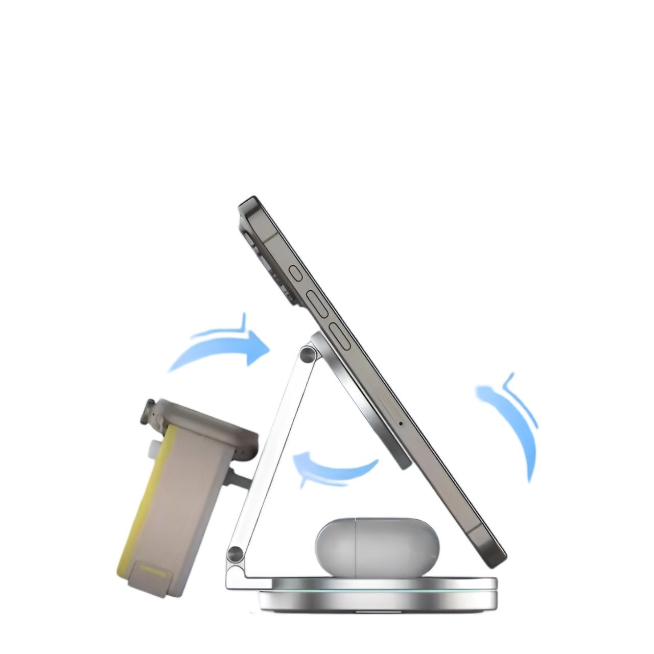 Sparkton 3 in 1 Wireless Charging Station Fast 15W Charger for iPhone Apple Watch and AirPods Qi Wireless Charging Dock with 360 Rotation Eco friendly Portable and Multi Device Charging Stand