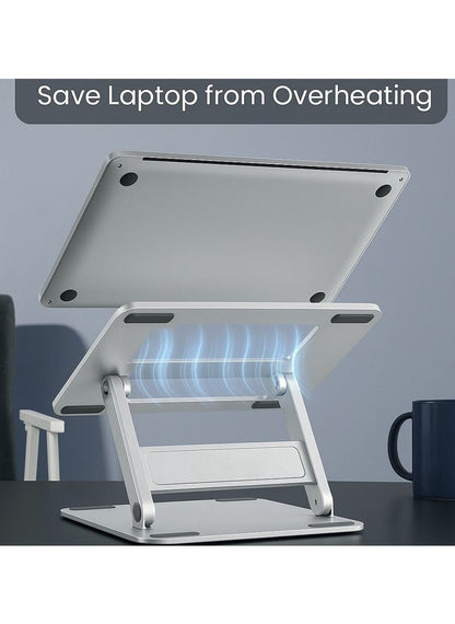 Sparkton Aluminum Alloy Adjustable Laptop Stand Ergonomic Portable Foldable Desk Stand for MacBook Computers and Laptops Compact Adjustable Height with Cooling Non Slip Grip