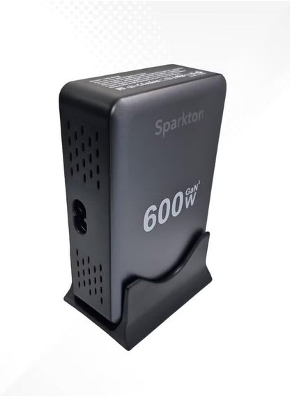 Sparkton 600W GaN³ Pro Fast Charger 8-Port USB Charging Station Hub with 140W+100W Type-C PD3.1 QC3.0 Smart Power Adapter for MacBook, iPhone, Samsung, Laptop, Tablet, Multi-Device GaN III Charger, LED Indicator, Travel Wall Plug High-Speed Power Brick