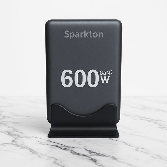 Sparkton 600W GaN³ Pro Fast Charger 8-Port USB Charging Station Hub with 140W+100W Type-C PD3.1 QC3.0 Smart Power Adapter for MacBook, iPhone, Samsung, Laptop, Tablet, Multi-Device GaN III Charger, LED Indicator, Travel Wall Plug High-Speed Power Brick