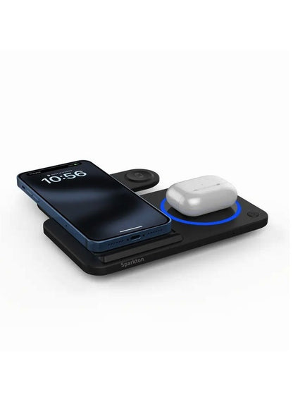 Sparkton 3-in-1 Wireless Charging Station for iPhone Apple Watch & AirPods - Fast Charging Dock with LED Indicator, Multi-Device Charger Stand