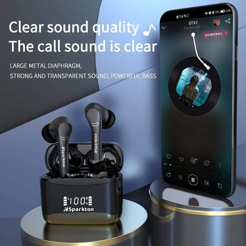 Sparkton A-One Pro ANC Wireless Earbuds | Bluetooth 5.4 | LED Display | Black