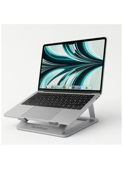 Sparkton Aluminum Alloy Adjustable Laptop Stand Ergonomic Portable Foldable Desk Stand for MacBook Computers and Laptops Compact Adjustable Height with Cooling Non Slip Grip