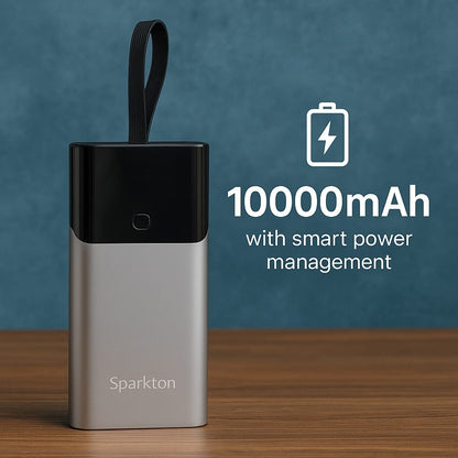 Sparkton 10000mAh Power Bank Fast Charging Portable Charger Quick Charge 3.0 USB-C Battery Pack Compact Mobile Backup Charger for iPhone Samsung Android Slim Rechargeable Travel Power Bank Dual Port Universal External Battery for Smartphones Tablets