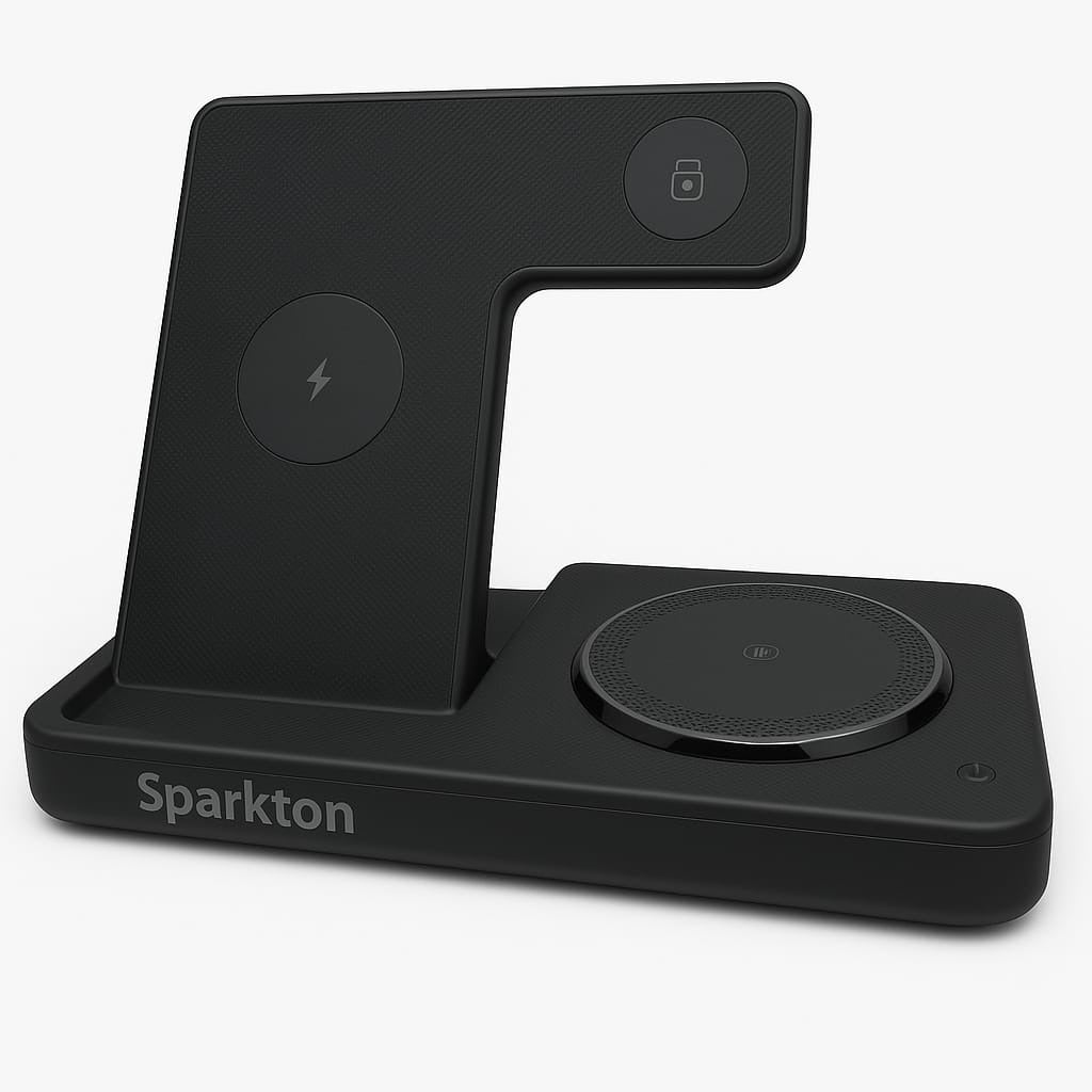 Sparkton 3-in-1 Wireless Charging Station for iPhone Apple Watch & AirPods - Fast Charging Dock with LED Indicator, Multi-Device Charger Stand