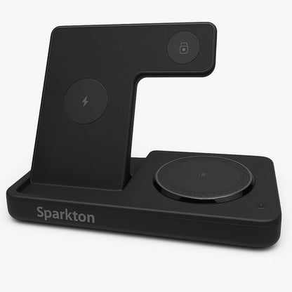 Sparkton 3-in-1 Wireless Charging Station for iPhone Apple Watch & AirPods - Fast Charging Dock with LED Indicator, Multi-Device Charger Stand