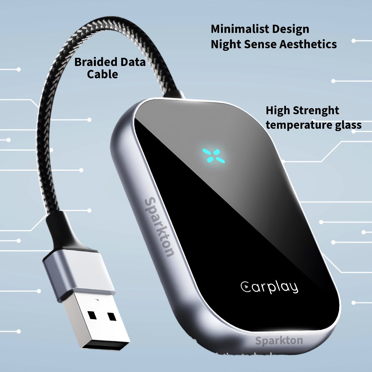 Sparkton Wireless CarPlay Adapter Fast Connection Plug-and-Play Apple CarPlay Dongle for iPhone & Android CarPlay Wireless Upgrade Compact USB C CarPlay Device