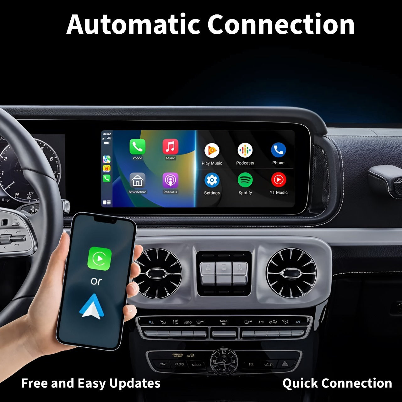 Sparkton Wireless CarPlay Adapter Fast Connection Plug-and-Play Apple CarPlay Dongle for iPhone & Android CarPlay Wireless Upgrade Compact USB C CarPlay Device