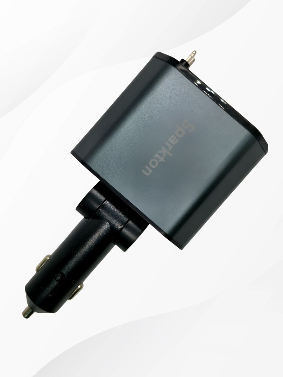 Sparkton 4 in 1 Fast Car Charger with Dual USB Ports USB-C Type-C Retractable Cable High Speed Mobile Charging Adapter Quick Charge 3.0 Vehicle Power Hub Universal Car Charger for iPhone Android Samsung Compact 12V Smart Auto USB C Phone Charging Plug.