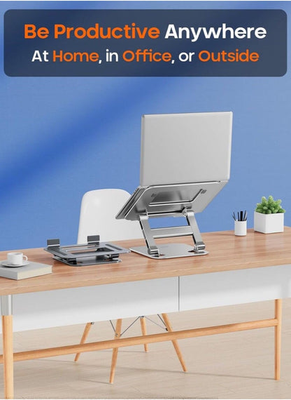 Sparkton Aluminum Alloy Adjustable Laptop Stand Ergonomic Portable Foldable Desk Stand for MacBook Computers and Laptops Compact Adjustable Height with Cooling Non Slip Grip