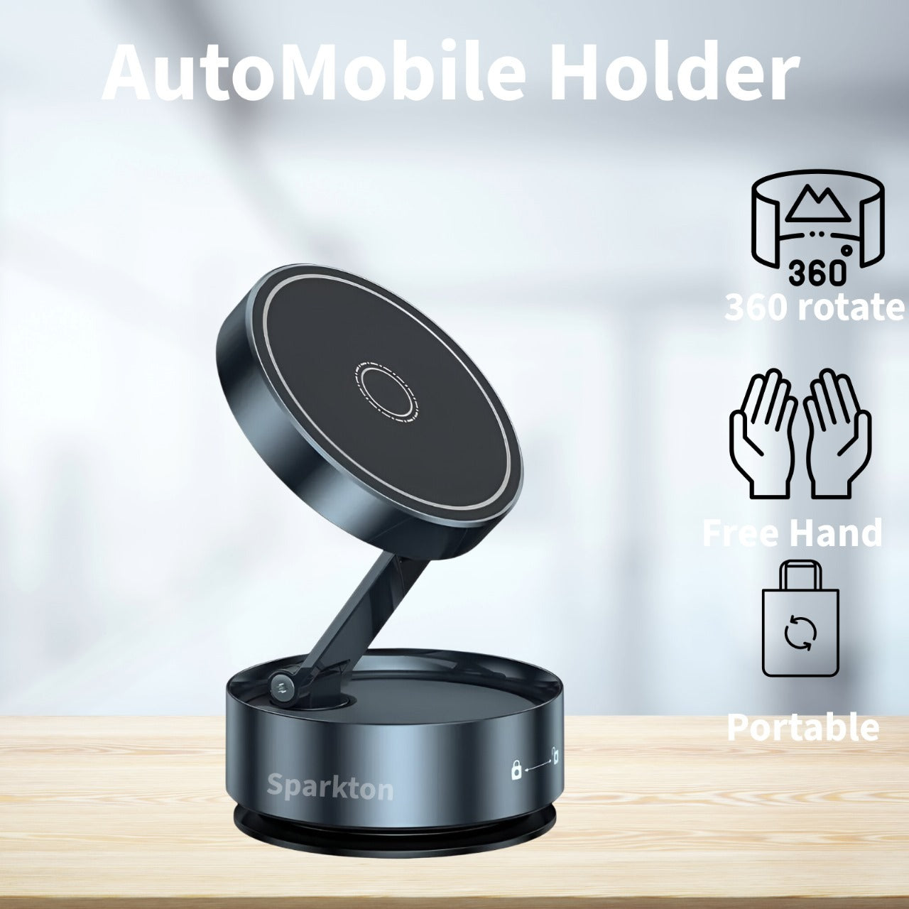 Sparkton Magnetic Car Phone Holder 360 Rotation Phone Mount Universal Magnetic Phone Mount for iPhone Android Hands Free Adjustable Secure Dashboard Car Mount