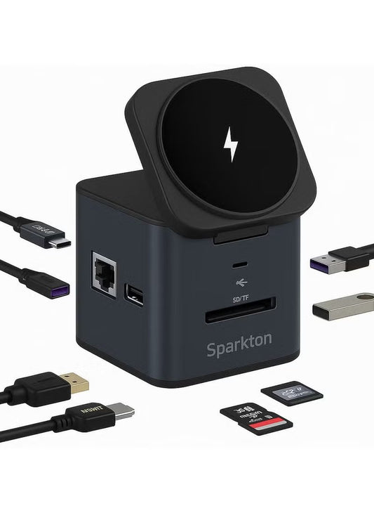 Sparkton 9 in 1 Docking Station with MagSafe Wireless Charging Hub Multiport USB C Dock for iPhone MacBook and More