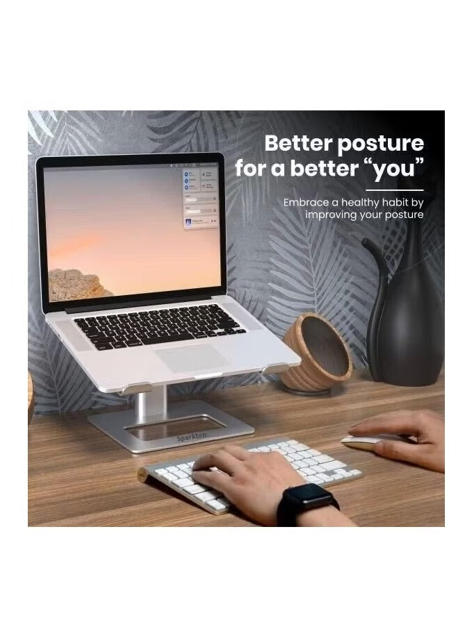 Sparkton Laptop Stand | Adjustable Ergonomic Stand with Anti-Slip Silicone Pads Compatible with 10"-17" Laptops Prevent Neck & Shoulder Pain Portable Durable & Space-Saving Design