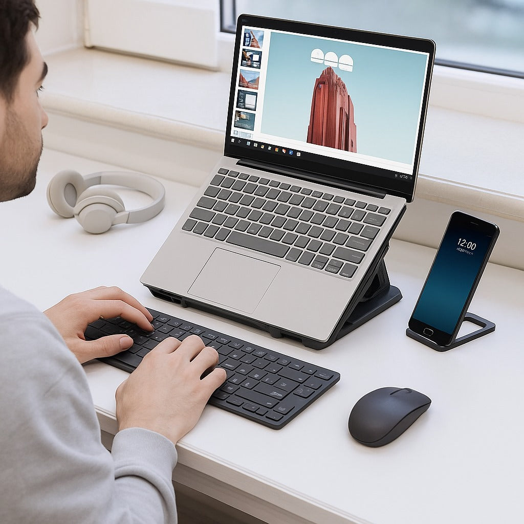 Sparkton Foldable Laptop Stand Adjustable Ergonomic Laptop Riser for Desk Portable Laptop Holder for MacBook Gaming Laptop Stand Typing Support Ventilated Notebook Riser Travel Laptop Stand