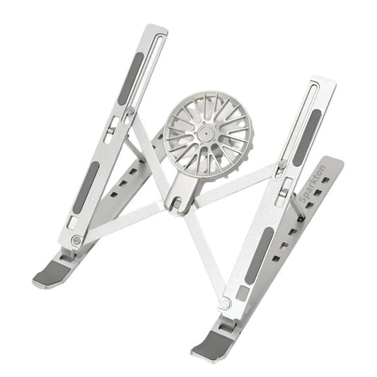 Portable Foldable Aluminium Alloy Desktop Laptop 7-levels Stand Tablet Stand Cooling Fan -(Silver)