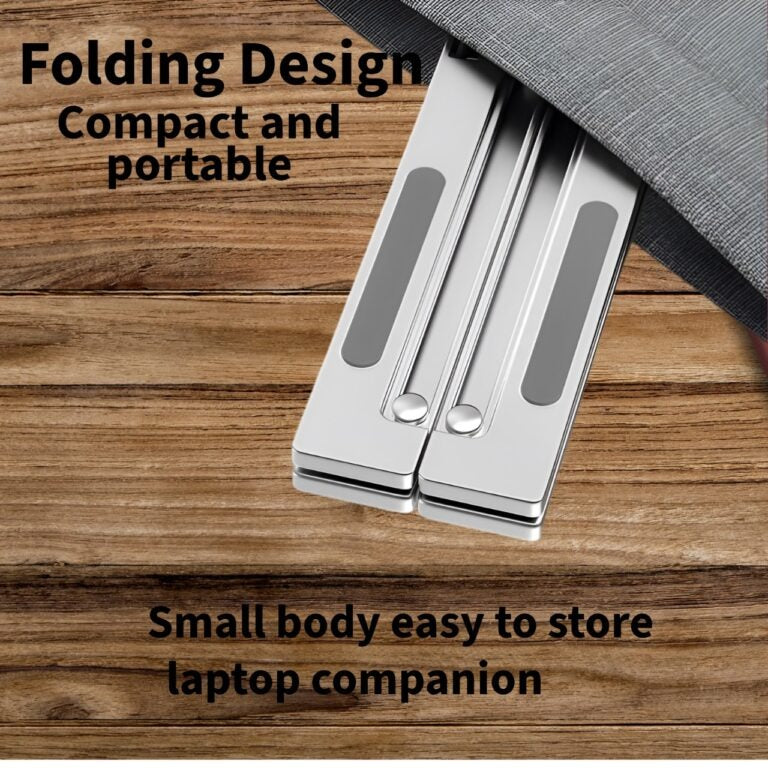 Portable Foldable Aluminium Alloy Desktop Laptop 7-levels Stand Tablet Stand Cooling Fan -(Silver)