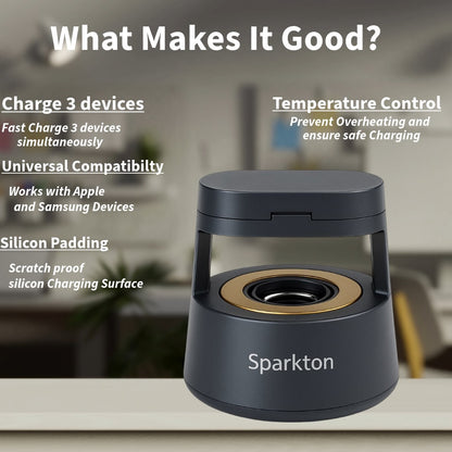Sparkton 5 in 1 Wireless Charger Multi-Device Fast Charging Station for Smartphone Earbuds Smartwatch and More
