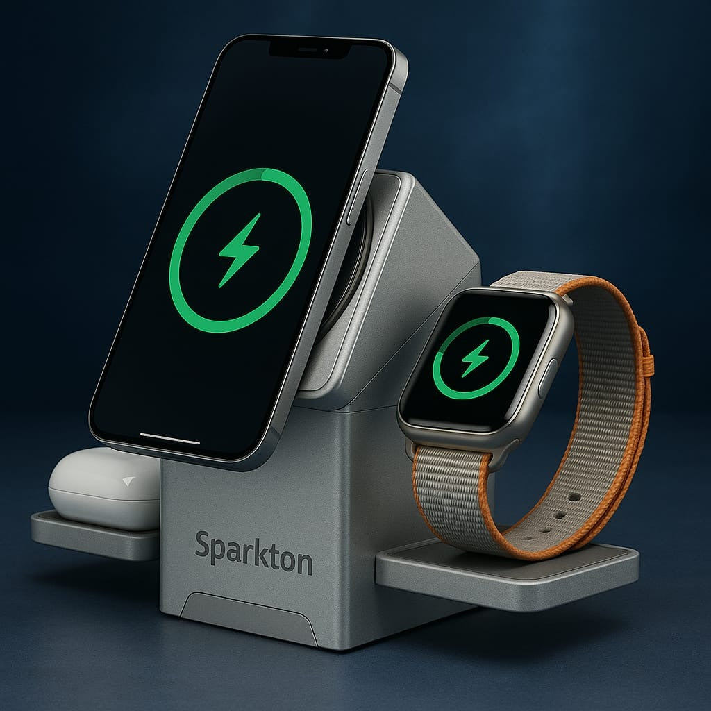 Magnetic Wireless Charger/Fast Charger – 3-in-1 Intelligent Fast Charging Station 15W for iPhone 12/13/14/15/16 Series, Apple Watch & AirPods Series