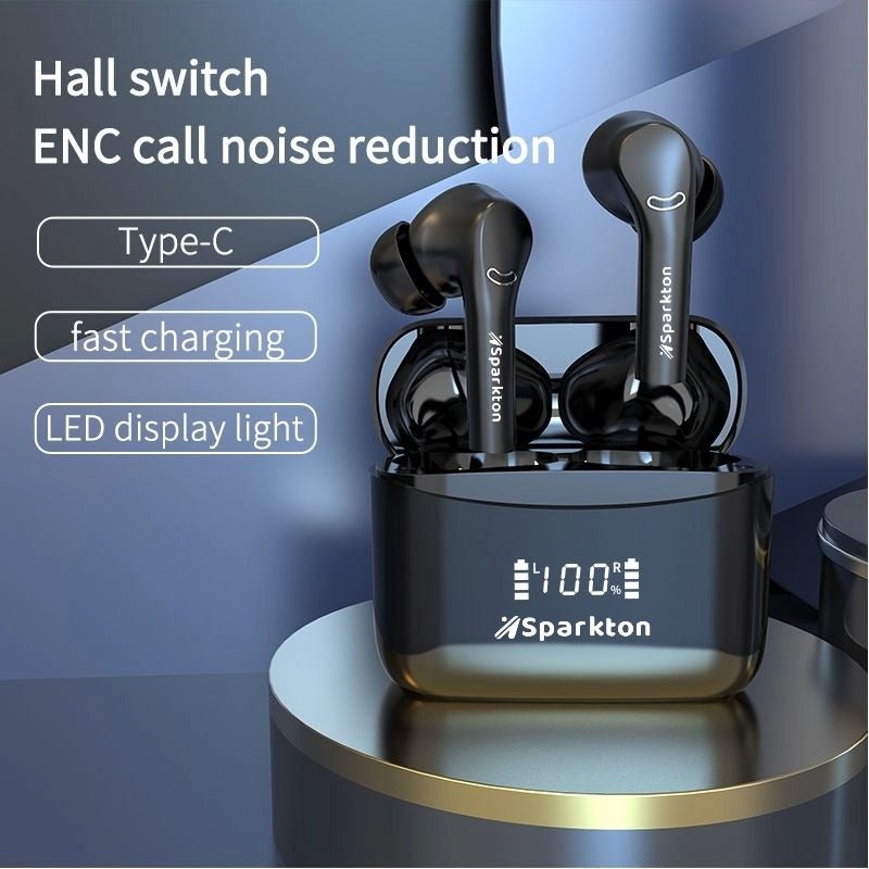 Sparkton A-One Pro ANC Wireless Earbuds | Bluetooth 5.4 | LED Display | Black - Image 3