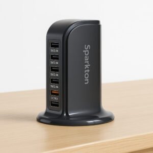 6 in 1 USB Charging Station Multiports Charging Dock 30W USB Hub with 5 USB Ports and 1 Type-C Port Universal Desktop Multiports Charging Dock for Phone, Tablet, More USB Enabled Devices