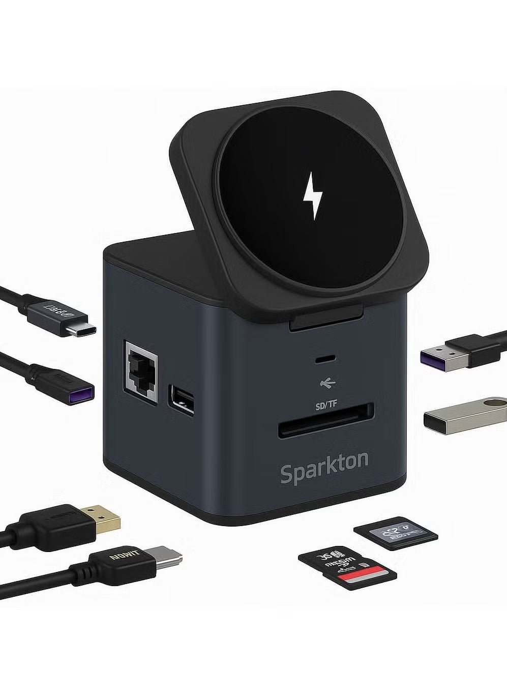 Sparkton 9-in-1 USB-C Docking Station with 15W MagSafe Wireless Charger | 4K HDMI, PD 100W, USB 3.0 Hub, SD/TF Reader & Ethernet | Multiport USB-C Hub for MacBook, iPhone, iPad & Windows Laptops - Image 6